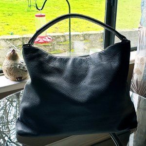 LAMBERTSON TRUEX $995 BLACK PEBBLE LEATHER LARGE HOBO SATCHEL SHOULDER HANDBAG